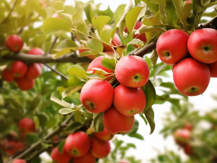 苹果树上成熟的苹果水果摄影图