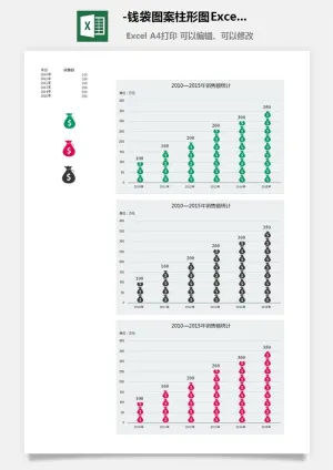31-钱袋图案柱形图Excel图表预览图