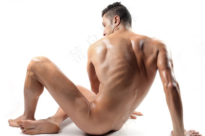 裸男背影男人肌肉男健美图片 菜鸟图库