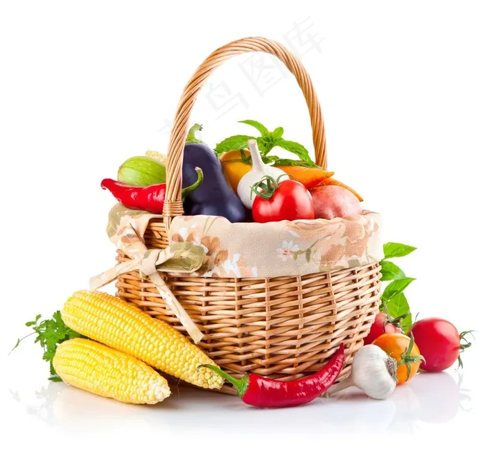 篮子装满新鲜蔬菜玉米瓜果图片蔬菜图片