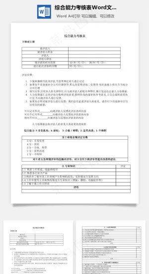综合能力考核表Word文档预览图
