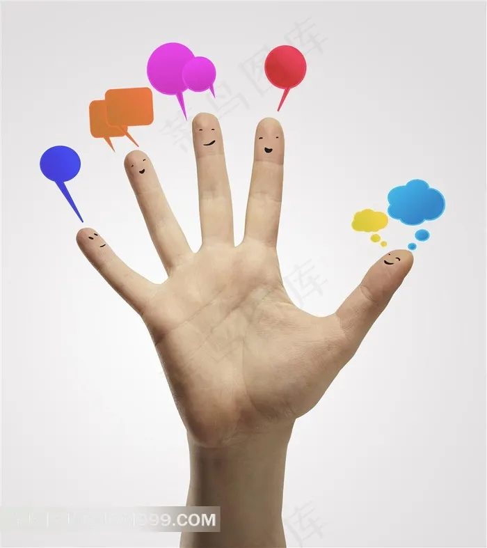 手指和对话框素材