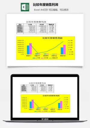 比较年度销售利润excel模板预览图