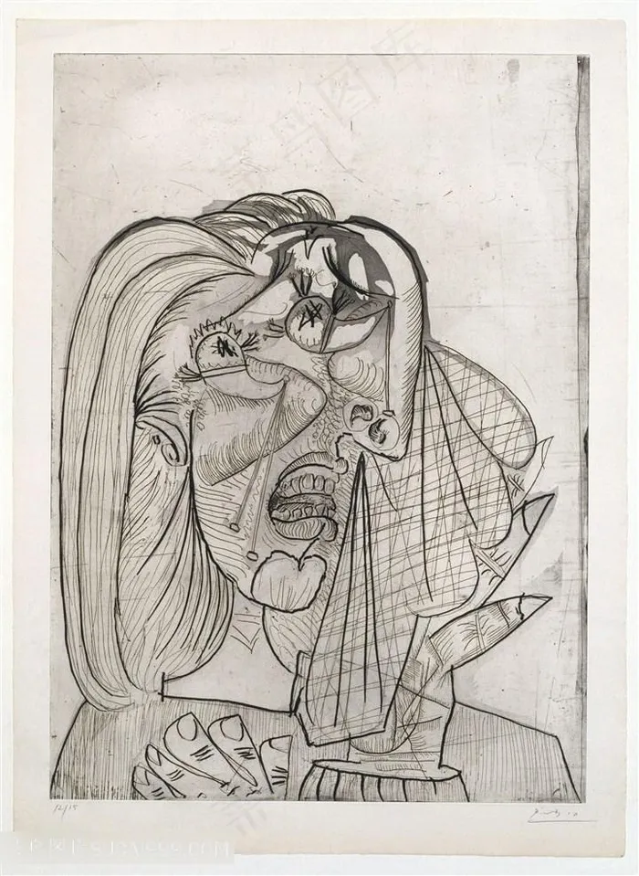 毕加索手绘线描人物装饰画