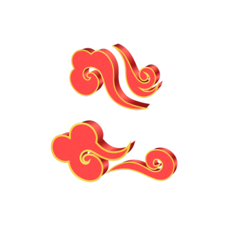 大气中国风祥云国潮风金边立体云朵剪纸创意装饰元素png免抠素材