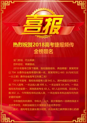 喜报战报海报贺喜金榜题名预览图