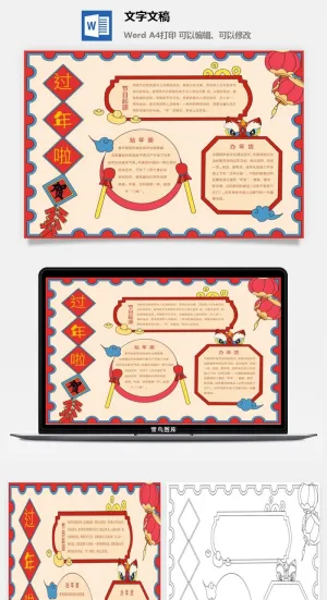 虎年新年快乐手绘手抄报8预览图