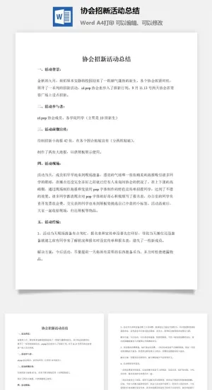 协会招新活动总结预览图