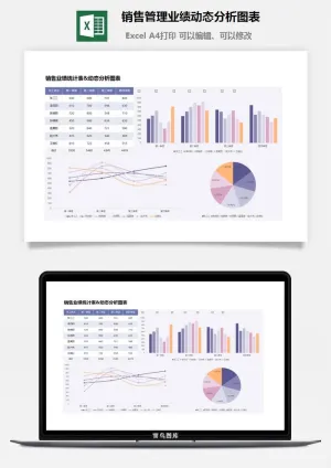 销售管理业绩动态分析图表预览图