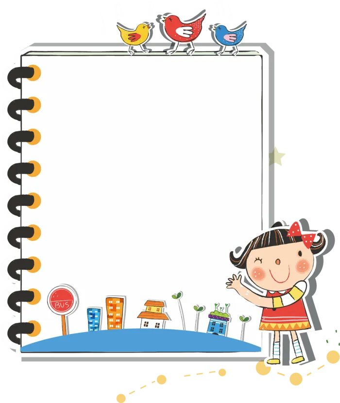 书页画框小女孩卡通素材透明免扣