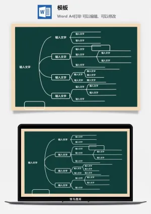 鱼骨大脑树状思维导图ppt模板工作学习项目培训流程逻辑word格式预览图