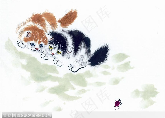 水墨画猫 菜鸟图库