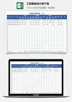 工资表自动计算个税预览图