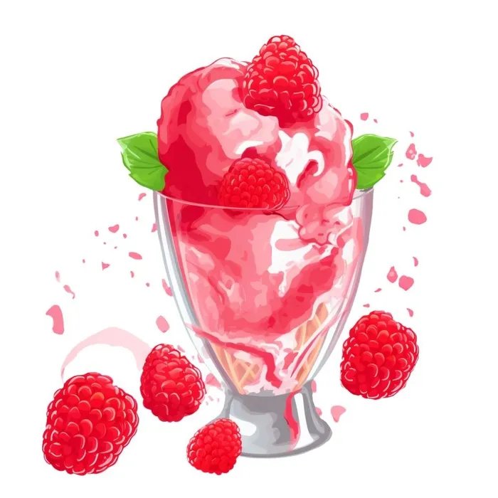 草莓冰淇淋手绘插画