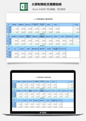大學財務收支簡要說明excel模板预览图