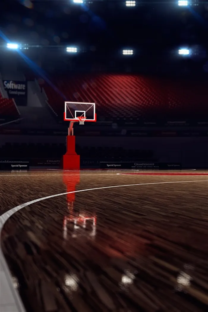 篮球场内的篮框高清摄影图片