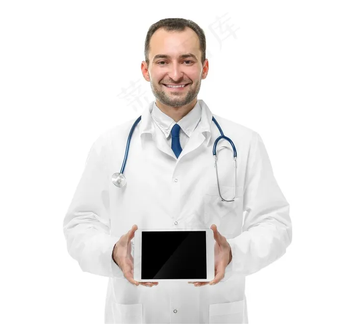 手拿平板电脑的医生高清摄影图
