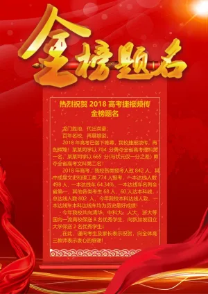 喜报战报海报贺喜金榜题名预览图