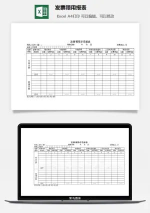 发票领用报表excel模板预览图