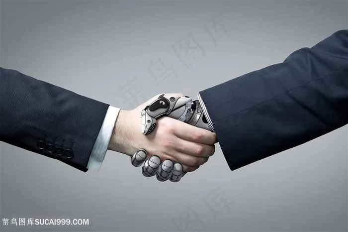 手势握手商务合作与机器人握手图片手势图片