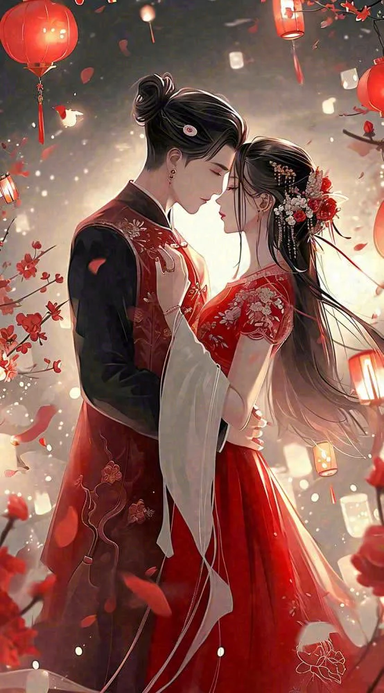 中国风情人节古风情侣拥抱亲吻爱情，七夕节