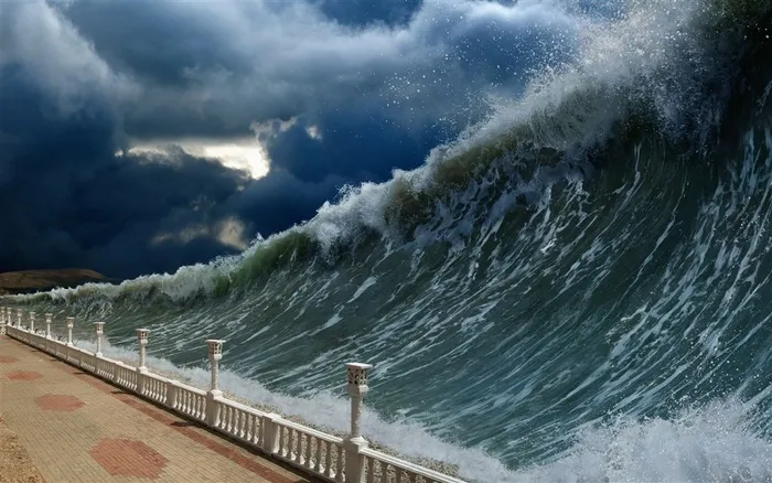 创意巨大的海浪海啸图片