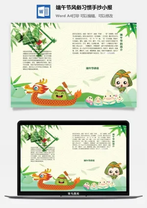 端午节风俗习惯手抄小报预览图