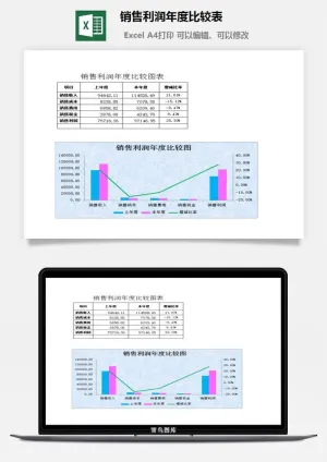 销售利润年度比较表excel模板预览图
