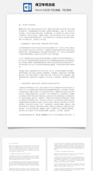 保卫年终总结word模板预览图
