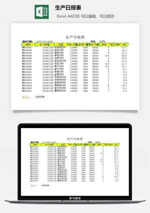 生产日报表excel模板预览图