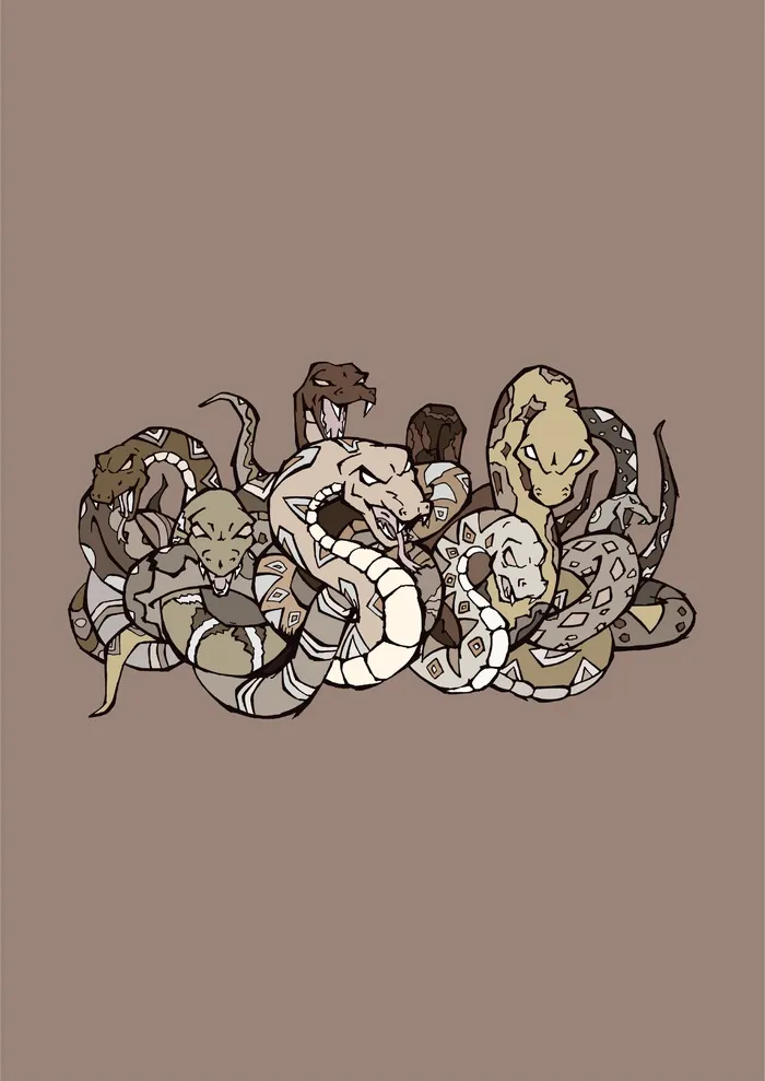 蛇窝大蛇卡通印花图案