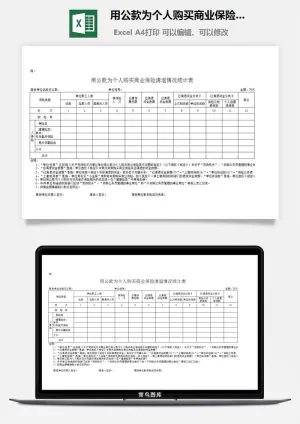 用公款为个人购买商业保险清退情况统计表excel模板预览图