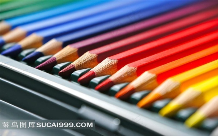 超大尺寸 彩虹色五彩色铅笔小清新摄影高清壁纸素材 菜鸟图库