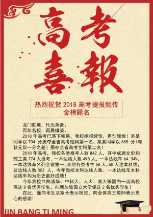 喜报战报海报贺喜金榜题名预览图