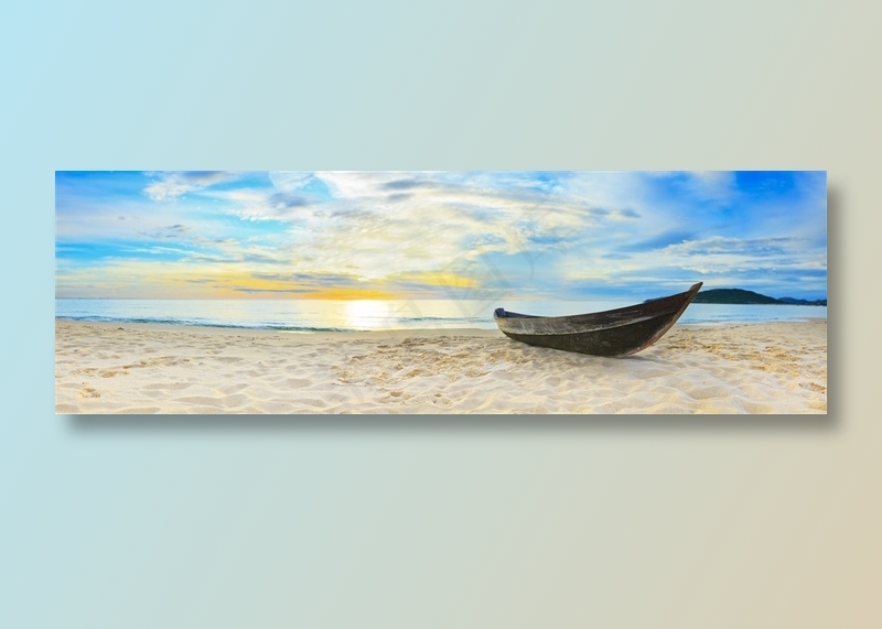 碧海蓝天沙滩小船图片