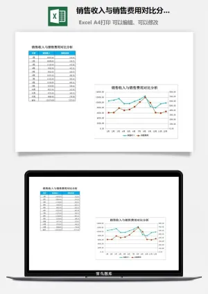 销售收入与销售费用对比分析excel模板预览图