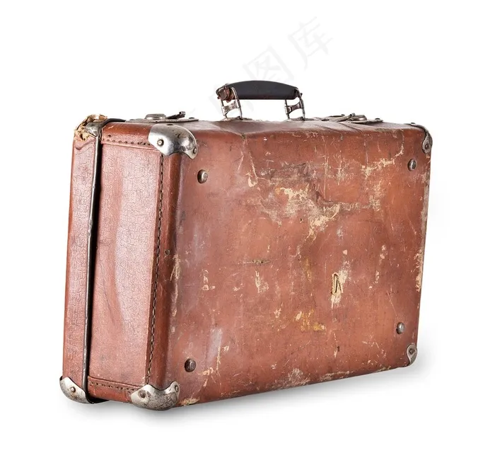棕褐色斑驳的手提箱高清摄影图