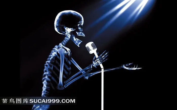 唱歌的人体骨骼透视图