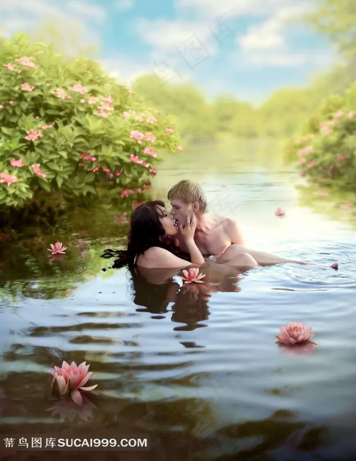 水中接吻的情侣