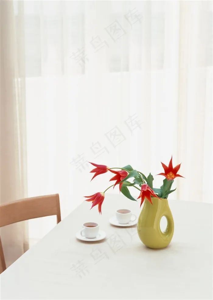 安静干净宁静红色天堂鸟现代简约插花装饰室内家居图片素材
