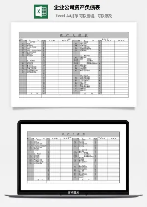 企业公司资产负债表excel模板预览图