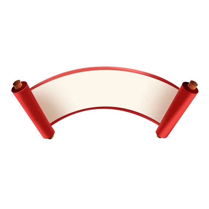 复古中国风卷轴元素手绘画轴文本标题框psdai素材模板png免扣图psd