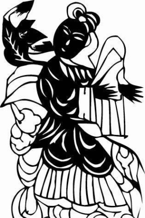 花丛上人物剪纸-八仙过海何仙姑