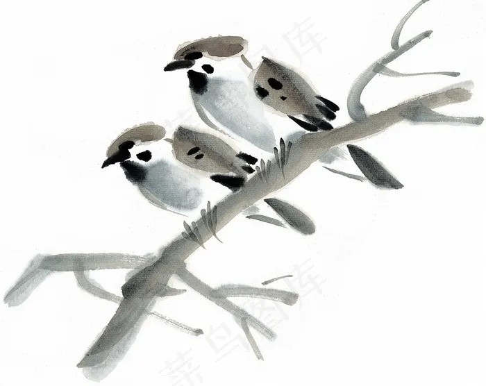 国画鸟中国画素材