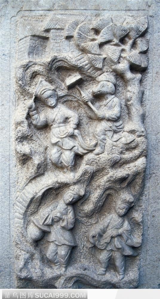中华石雕西游记浮雕花纹