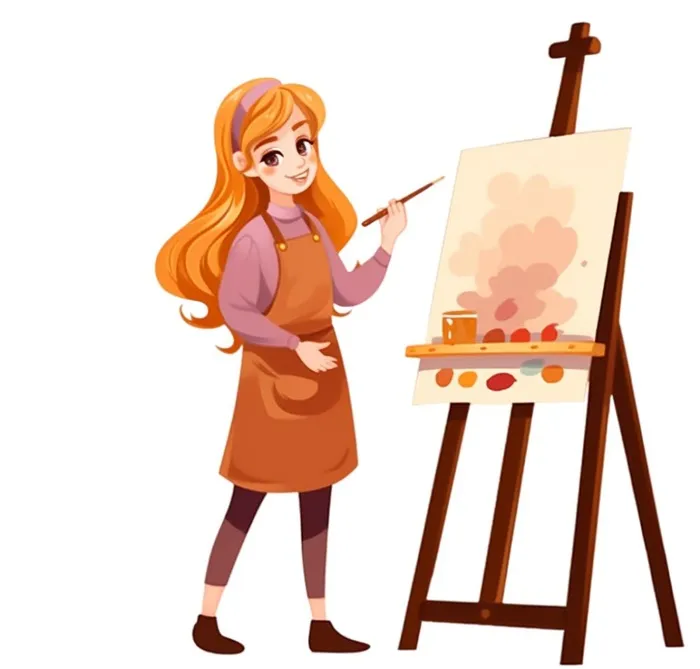 卡通女孩绘画画家元素