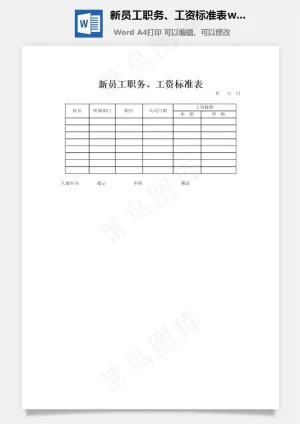 新员工职务、工资标准表word文档预览图
