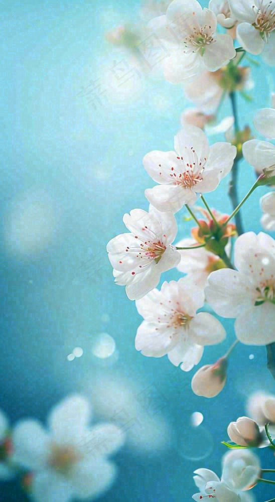 春天浪漫白色樱花花朵，立春春分摄影图