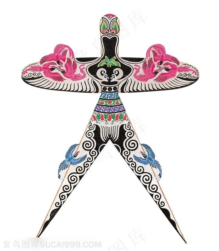 大风筝手绘国画燕子风筝纸鸢传统文化图片