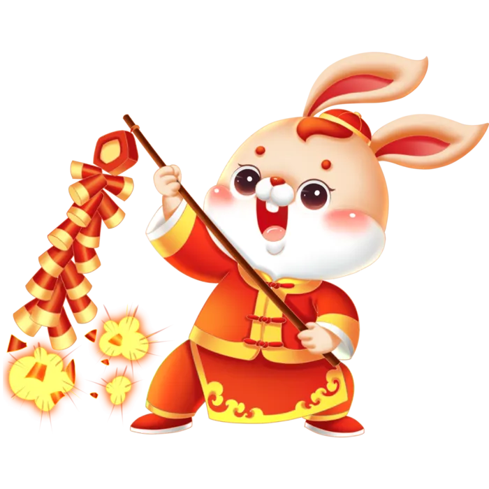 兔子放鞭炮-新年春节新春喜庆